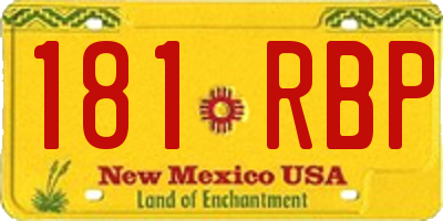 NM license plate 181RBP