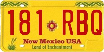 NM license plate 181RBQ