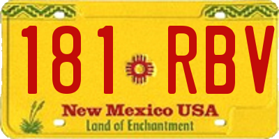 NM license plate 181RBV