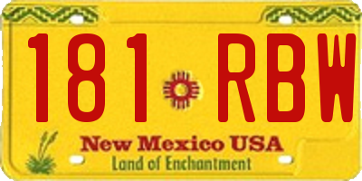 NM license plate 181RBW