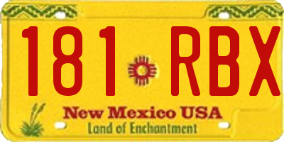 NM license plate 181RBX