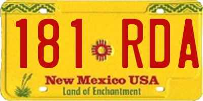 NM license plate 181RDA