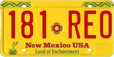 NM license plate 181REO