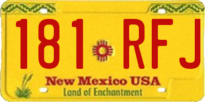 NM license plate 181RFJ