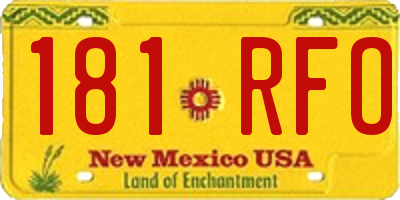 NM license plate 181RFO