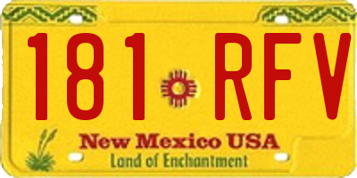 NM license plate 181RFV