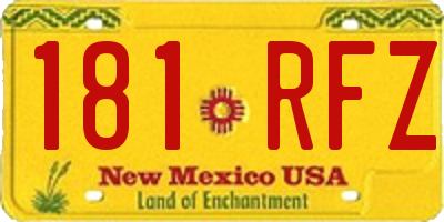 NM license plate 181RFZ