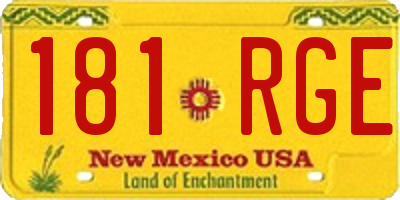 NM license plate 181RGE