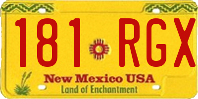 NM license plate 181RGX