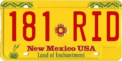 NM license plate 181RID