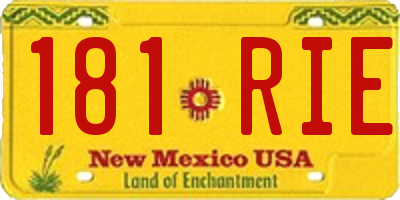 NM license plate 181RIE
