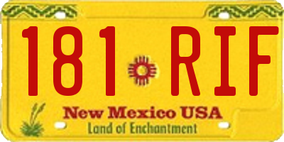 NM license plate 181RIF
