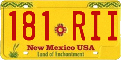 NM license plate 181RII