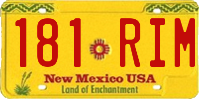 NM license plate 181RIM