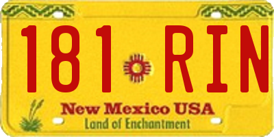 NM license plate 181RIN