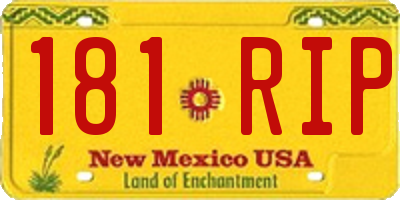 NM license plate 181RIP