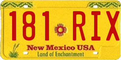 NM license plate 181RIX
