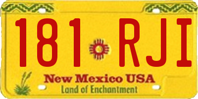 NM license plate 181RJI