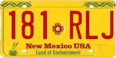 NM license plate 181RLJ