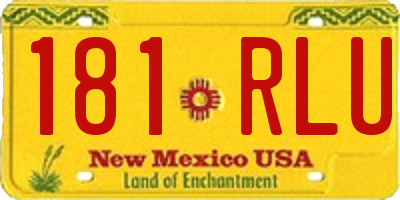 NM license plate 181RLU