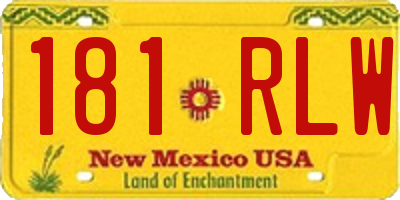 NM license plate 181RLW