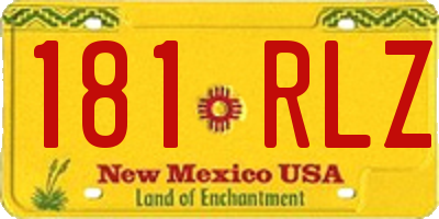 NM license plate 181RLZ