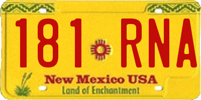 NM license plate 181RNA