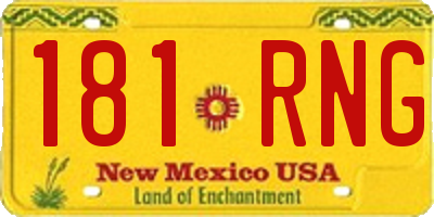 NM license plate 181RNG