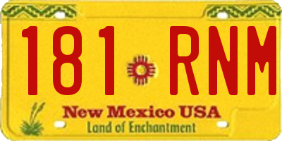 NM license plate 181RNM