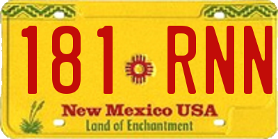 NM license plate 181RNN