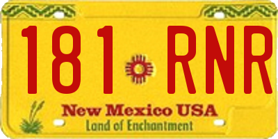 NM license plate 181RNR
