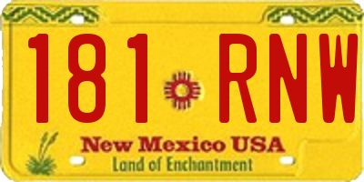 NM license plate 181RNW