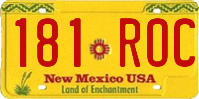 NM license plate 181ROC