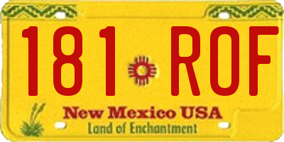NM license plate 181ROF