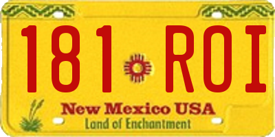 NM license plate 181ROI