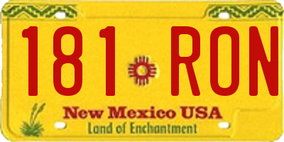 NM license plate 181RON