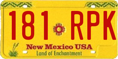 NM license plate 181RPK