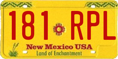NM license plate 181RPL
