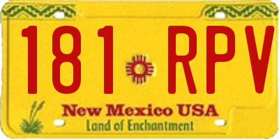 NM license plate 181RPV
