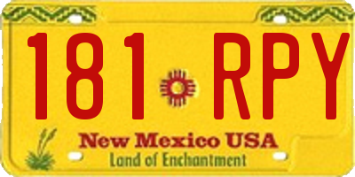 NM license plate 181RPY