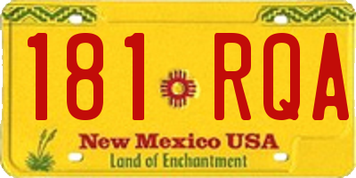 NM license plate 181RQA