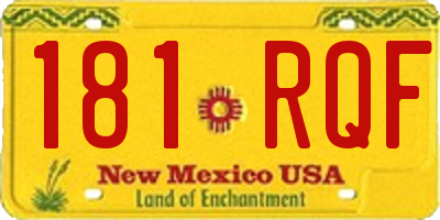 NM license plate 181RQF