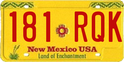 NM license plate 181RQK