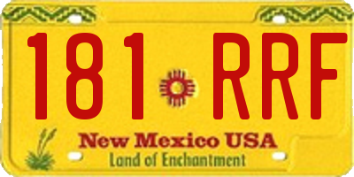 NM license plate 181RRF