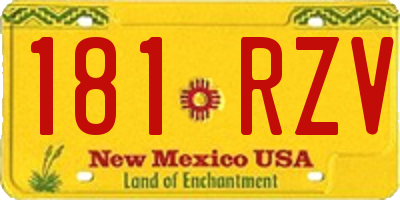 NM license plate 181RZV