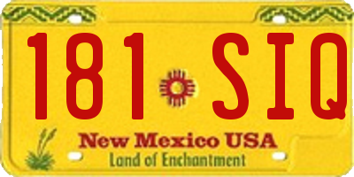 NM license plate 181SIQ
