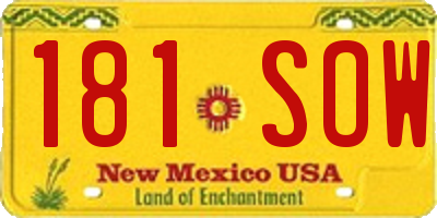 NM license plate 181SOW