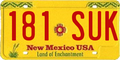 NM license plate 181SUK