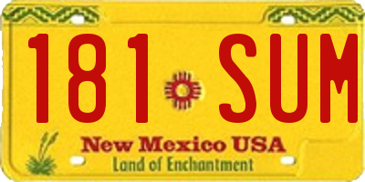 NM license plate 181SUM