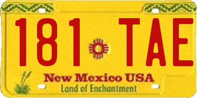 NM license plate 181TAE
